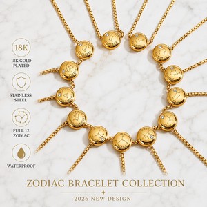Pulsera de Acero Inoxidable con Baño de Oro de 18K, Diseño de Constelación del Zodiaco, Hipoalergénica, Joyería Ganku, Regalo para Mujer - Product Image 1