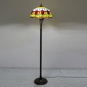 LongHuiJing 16-Inch Handmade Tiffany Style Traditional LED E27/E26 Flower Stained Glass Multicolored Adjustable Floor Lamp - Product Image 2
