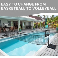 2-en-1 Panier de basket-ball pour piscine Ensemble de filets de volley-ball Filet de basket-ball pour piscine d'eau de natation