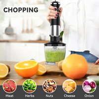 Mixeur Plongeant Électrique 4-en-1 avec Hachoir, Sans BPA, Vitesse Variable, pour Cuisine Domestique et Hôtelière