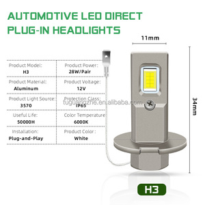 Tgz 2025 Hot Phong Cách cao thấp chùm đèn pha LED 300% sáng hơn 6000K ánh sáng trắng CANBUS H3 tự động trực tiếp cắm Led Đèn Pha - Product Image 2