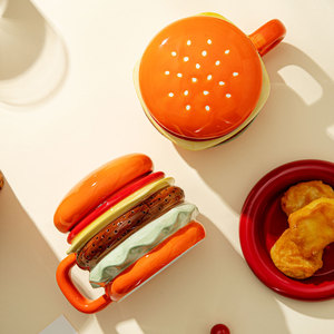 Creative <b>Ceramic</b> Hamburger Mug Novelty 3D Burger Coffee <b>Cup</b> Birthday Gift Water <b>Cup</b> - Product Image 5
