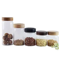 Clear Screw Top Glass Storage Jar, Environmental Bamboo Lid