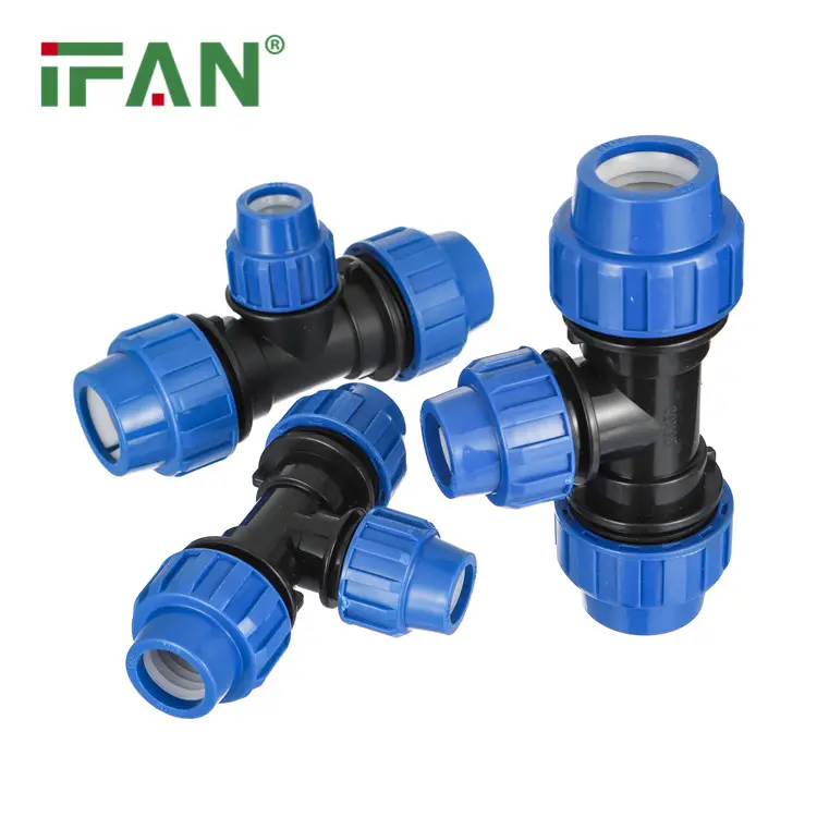 Ifan HDPE Compression Fittings T1/2-T4 HDPE Tee Fitting Water HDPE Pipe Fittings