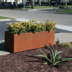 Jardinières rectangulaires en acier corten, grandes jardinières rustiques en métal, bacs à plantes de jardin - Product Image 3