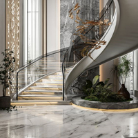 Moderne Luxus-Bogen-Treppe, geschwungene Treppe mit Massivholzstufen für Haus- und Villendekoration
