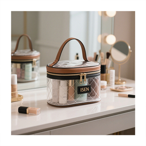 <span class=keywords><strong>ISEN</strong></span> Nueva Bolsa de Maquillaje y Cosméticos Transparente para Mujer, Grande, de TPU, Impermeable, con Cierre, Asa Suave, Portátil, para Viaje y Almacenamiento - Product Image 3