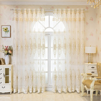 2023 meilleure vente nouveau Style brodé blanc voilages pour salon chambre salle à manger rideaux avec fleurs 3D