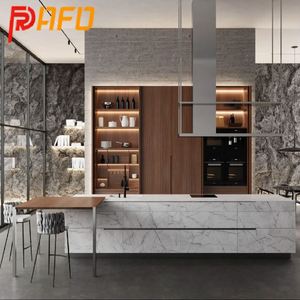 Armoires de cuisine modulaires de style moderne personnalisées, plan de travail en quartz, construction en bois, caractéristiques automatiques, glissière de tiroir - Product Image 1