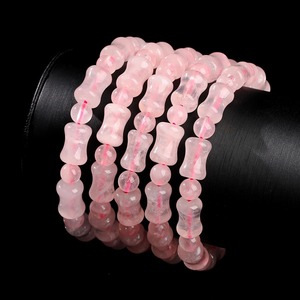 Bracciale in Cristallo Rosa Naturale da 8mm con Perline Rotonde di Quarzo Rosa e Distanziatori a Giunto di Bambù, Portafortuna per Donne e Ragazze - Product Image 1