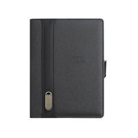 Carnet organisateur/agenda A5 personnalisé avec recharge sans fil, impression sérigraphiée, coffret cadeau d'affaires, couverture rigide en cuir, feuilles mobiles