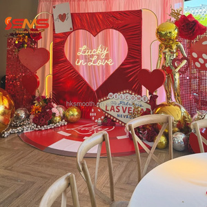 Support de présentation en métal en forme de cœur rouge romantique pour mariage, élégant, vintage, moderne, arche en métal détachable avec tissu pour toile de fond de mariage - Product Image 3
