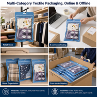 MOQ 100 Sacs personnalisables à fermeture éclair trois côtés, imprimés numériquement, imperméables, avec fenêtre, en plastique PE, pour emballage de chaussettes et vêtements