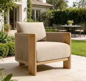 Ensemble de canapés d'extérieur en teck nordique moderne avec design en corde pour appartement et jardin - Product Image 4