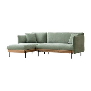 Funda de terciopelo lavable para sofá de 3 plazas en forma de L de estilo nórdico HANI con marco de madera natural y patas de acero para sala de estar - Product Image 1
