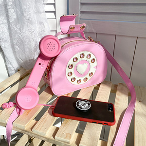 Creative Women's Phone Shaped Handbags with <strong>Fun</strong> Personality Dial Telephone Handbag Design PU Custom Logo Design <strong>Bag</strong> - Product Image 3