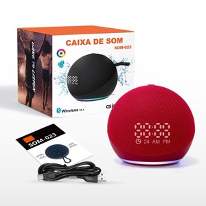 Nouveau haut-parleur Alaxe SOM-023 avec lumières LED RGB, réveil, appairage TWS - Subwoofer portable en plastique pour bureau et extérieur - Product Image 1