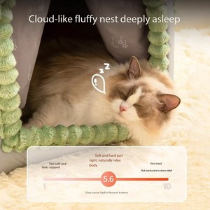 Nido desmontable de felpa para mascotas de alta calidad, cama suave y cálida en forma de casa para gatos, cueva para invierno, uso de una gran guarida para gatos, perros, sensación de seguridad - Product Image 4