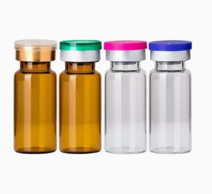Frascos de Vidrio Ámbar Transparente de Varios Tamaños con Tapas Metálicas Multicolores Vibrantes, Tubos de Almacenamiento con Tapones Separados - Product Image 6