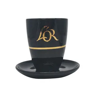 Yeni stil yüksek kaliteli siyah kahve fincan ve çay tabağı seti
