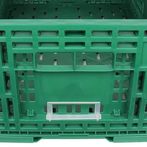 Cassa di immagazzinaggio di plastica dura pieghevole del supermercato cassa pieghevole dei contenitori del cestino di trasporto della verdura della frutta - Product Image 4