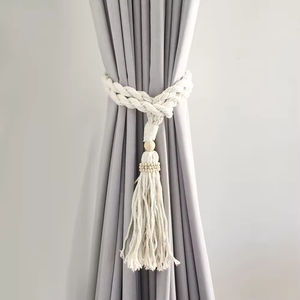 Attache-<span class=keywords><strong>rideau</strong></span> décorative fantaisie en dentelle avec perles et pompons, nouvelle collection, pour chambre et salon – Qualité supérieure - Product Image 1