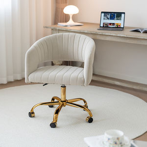 Fauteuil de salon ergonomique pivotant moderne en velours, idéal pour le bureau à domicile, la coiffeuse, la chambre, l'appartement, fauteuil de loisirs réglable en hauteur - Product Image 6