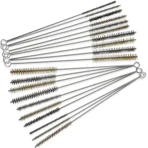 Cleaning Pipe Tube Brass Brush Stainless Steel Round Wire Brush Brass Pipe Cleaning Brush for Auto Parts, Bottles, Tubes,