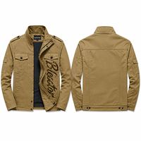 Veste de travail tactique vintage pour homme Blesstop, col montant, manteau utilitaire, patch brodé, multi-poches, veste décontractée d'extérieur