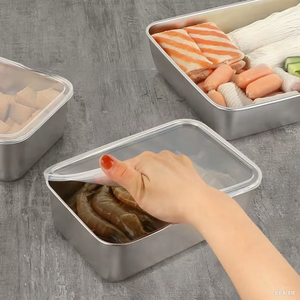 Contenedores de almacenamiento de alimentos de acero inoxidable 304 con tapas Contenedores de comida de metal de grado alimenticio de gran capacidad - Product Image 4