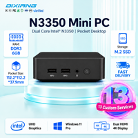PC Desktop Mini Kompak Intel N3350 CPU, RAM DDR3 6GB, M.2 NGFF SATA, Antarmuka Audio USB Type-C, Mini PC Hitam Pasokan Grosir