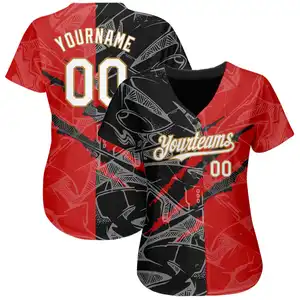 JERSEY baseball softball pakaian kustom pola grafiti ungu-oranye 3D gores JERSEY BASEBALL otentik