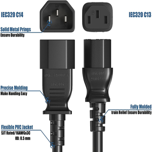 250V C13 10A C14สายไฟคอมพิวเตอร์ IEC สำหรับแล็ปท็อปปลั๊กตัวผู้และตัวเมียสำหรับใช้ในคอมพิวเตอร์ - Product Image 3