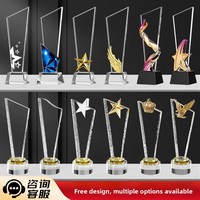 Trophée et Médaille Personnalisables en Verre Cristal avec Étoile à Cinq Branches pour Compétitions Scolaires et Plaques de Danse pour Enfants