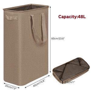 Cesto de Ropa Plegable de 50L, Cesto de Ropa Pequeño y Estrecho con Asas para Dormitorio o Residencia Universitaria - Product Image 3