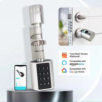 Serrure à empreintes digitales XSDTS SXS01, serrure à cylindre intelligente réglable avec clé mécanique, fonctionne avec les applications Tuya Wifi TT Lock
