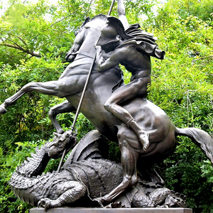 Sculpture en bronze grandeur nature de Saint George romain tuant <span class=keywords><strong>le</strong></span> dragon, homme à cheval, par RELONG - Product Image 1