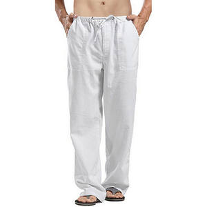 <span class=keywords><strong>Pantaloni</strong></span> Casual da Uomo in <span class=keywords><strong>Lino</strong></span> di Cotone Leggero a Gamba Dritta con Coulisse Vestibilità Comoda all'Ingrosso - Product Image 2