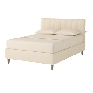 Dualia letto matrimoniale matrimoniale con rivestimento in tessuto idrorepellente Beige 135cm X 220cm X 120cm realizzato BI-DU-120-IBE - Product Image 1