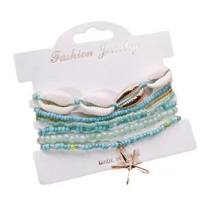 Bohemian Starfish Kraal Shell Natuursteen Zesdelige Armband Set Yiwu Zomer Strandstijl Vakantie Multi-Layer - Product Image 5