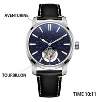 Fabricant OEM ODM de montres personnalisées avec logo, montres mécaniques automatiques Tourbillon, cadran en pierre œil-de-tigre, acier, cuir.