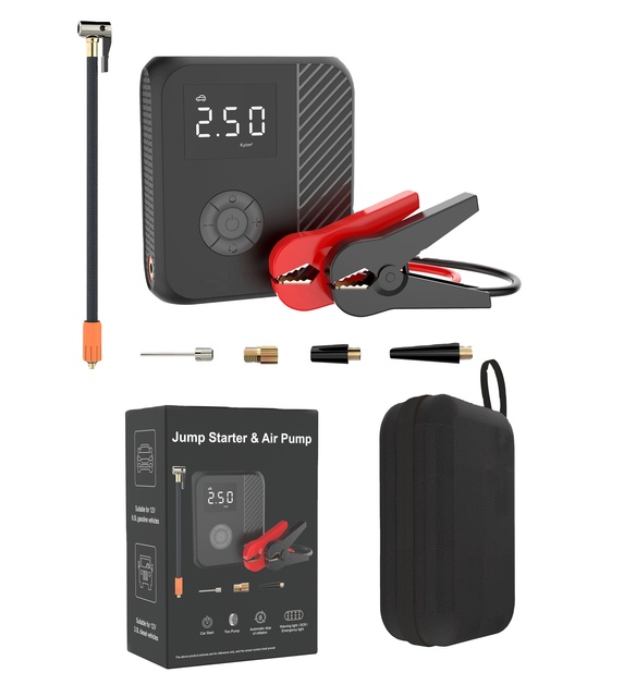 Powerful 2000A Jump Starter with Air Compressor 12V Power Bank Car Battery Starting Booster and 160psi Air Pump Inflator
