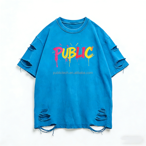 T-shirt personnalisé avec impression par transfert thermique, effet vintage délavé à l'acide, coupe ample, 100% coton 230GSM pour homme - Product Image 1