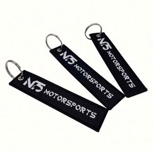 Factory Wholesale <b>Custom</b> Logo Woven Jet Tags Letter Charms <b>Keychain</b> - Product Image 1