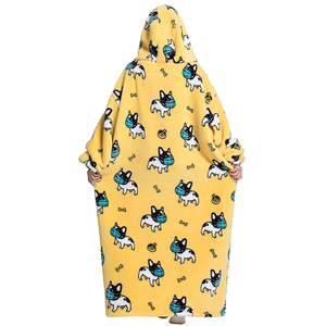 Custom Printing Factory Oversize <strong>Long</strong> Wearable Sherpa Flannel Fleece TV Cuddle <strong>Snuggle</strong> Blanket with Sleeves <strong>Hoodie</strong> Custom Pocket - Product Image 4