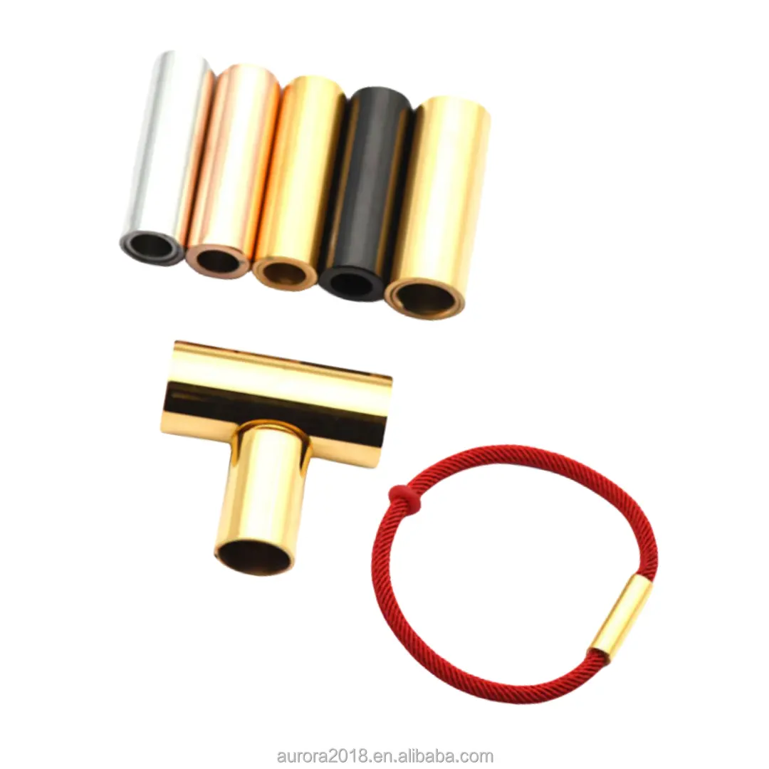 316 Edelstahlschnalle innere Öffnung Größe 2 mm 3 mm 4 mm 5 mm 6 mm 8 mm Verschluss Zylinder-Schale Verschluss für Leder-Armband-Schnur