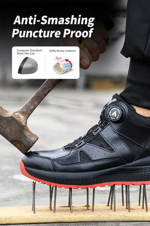 Safety Shoe Boots Comfortable Soft and Lightweight Microfiber Leather ...