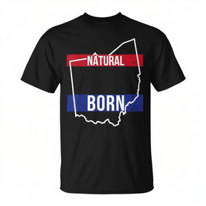 T-shirt Ohio Native, design Natural Born State Pride, en coton noir, unisexe pour adultes - Product Image 2