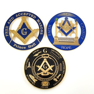 Emblema Metálico para Automóvil de los Masones, Dorado y Azul, <span class=keywords><strong>Príncipe</strong></span> Hall, Masones Libres y Aceptados, Emblema Masónico para Automóvil - Product Image 4