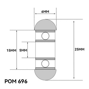 Roulettes modernes robustes à faible bruit en POM Nylon PA 696 5x25x6mm avec roulements <span class=keywords><strong>pour</strong></span> portes coulissantes et portes de garage - Product Image 4